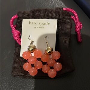 Kate Spade Coral Beaded Earrings with Gold Accents
